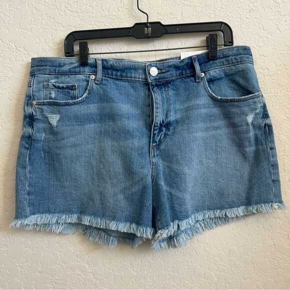 The Loft Destructed Mid Rise Denim Cut Off Shorts Light Indigo Women’s Size 14 - Picture 2 of 6